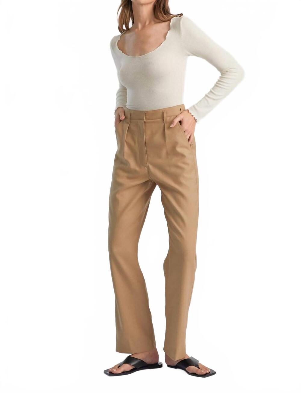 NEW ALMINA CONCEPT high waisted straight leg trousers in brown